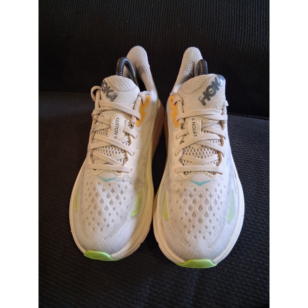 HOKA Women's White Running Shoes with Lime Accents - Picture 2 of 8